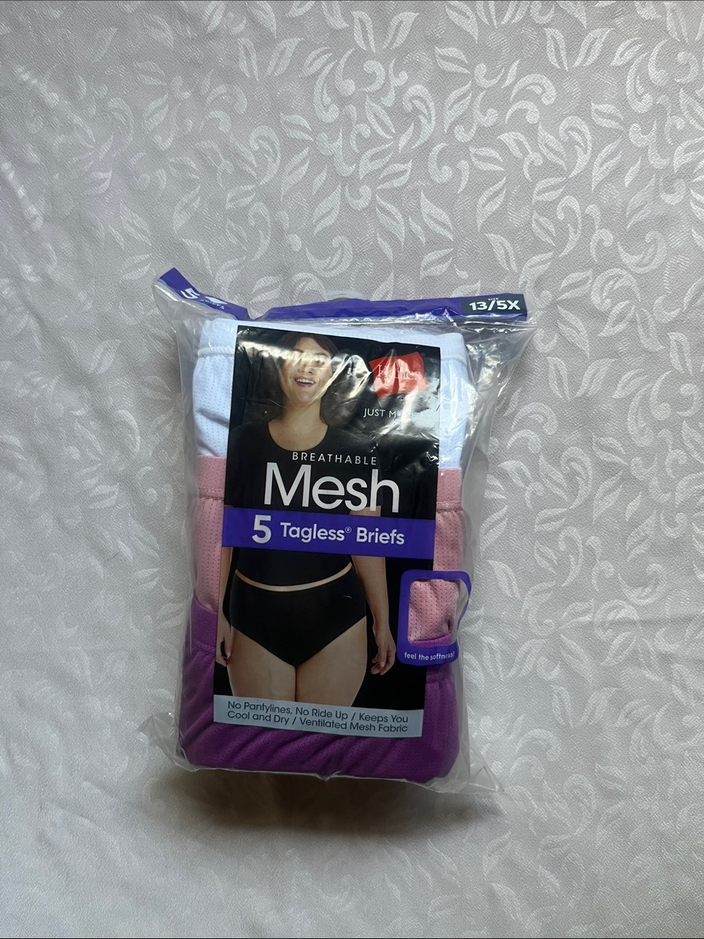 2/$25 NWT Hanes Breathable Mesh 5-Pack Tagless Briefs Plus Size 13/5X